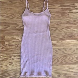 Pink ribbed body con dress